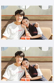 情侣在咖啡馆甜蜜自拍