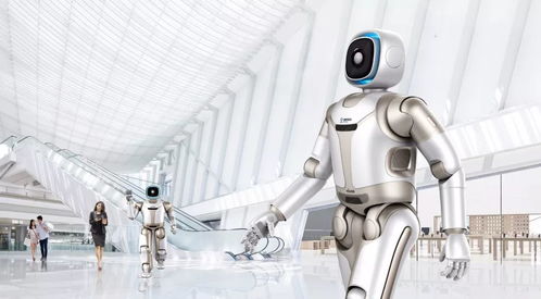 未来城市中智能机器人与电动车协同工作的概念图