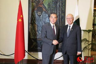 中国外交部长王毅与巴基斯坦副总理会谈