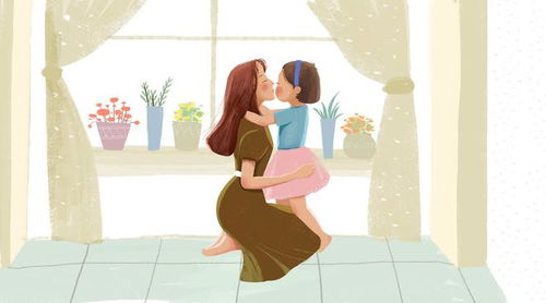 母子相拥温馨场景