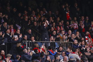 球迷在看台上鼓掌欢呼