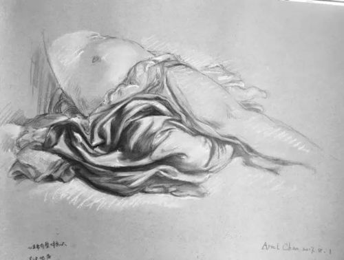 临摹骷髅皴技法实拍图