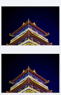 古建夜景灯光下的鼓楼