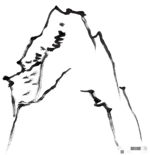 骷髅皴技法绘制的山水画作品