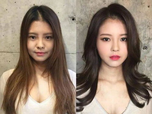 韩系妆容与发型模仿对比图