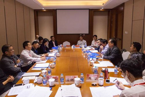 国际代表团在会议厅内讨论