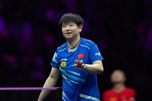 孙颖莎在比赛中专注发球