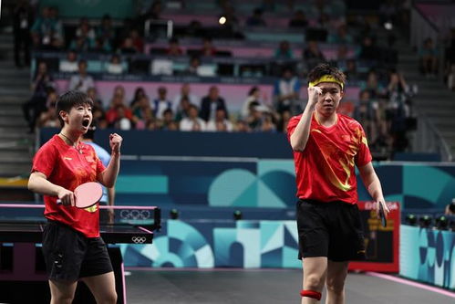 王楚钦与孙颖莎得分庆祝
