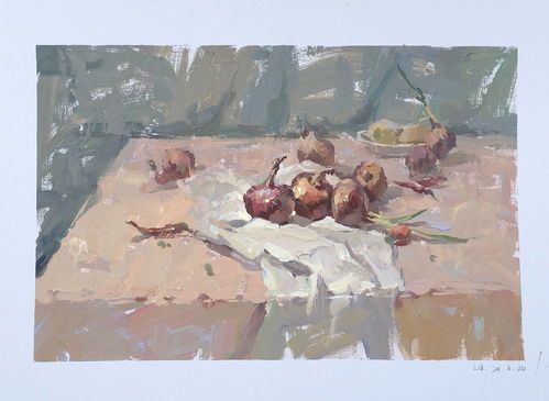 林墨在画室中专注作画