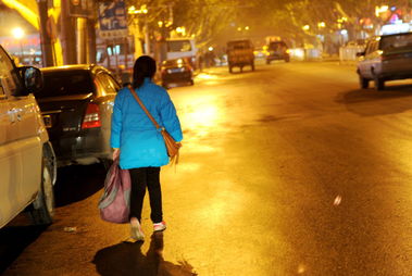 夜晚街头 独自回家的女性背影