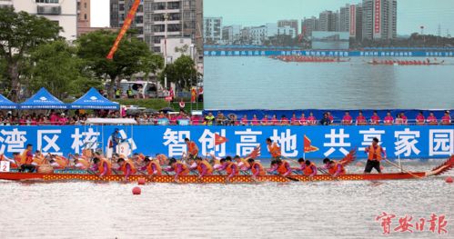 深圳茅洲河龙舟赛激烈比赛场景