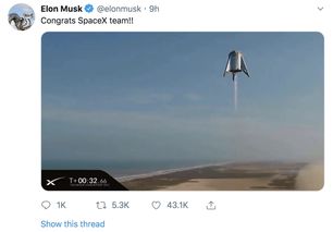 马斯克在社交媒体发表关于星舰失败的评论截图