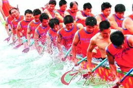 龙舟队员奋力划桨