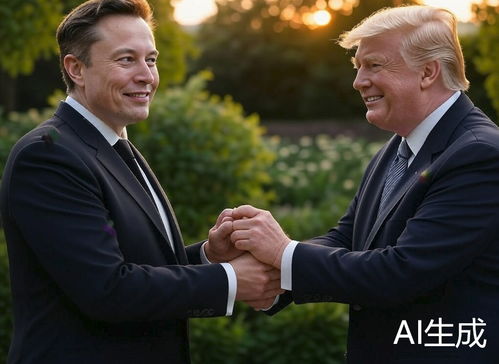 马斯克与特朗普握手合影