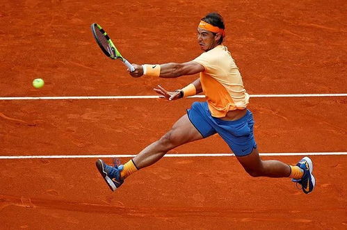 纳达尔在红土场上击球