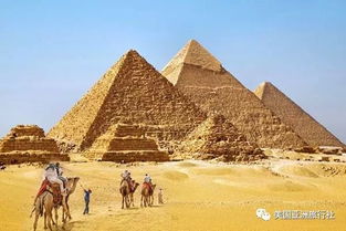 一群年轻人在埃及金字塔前合影