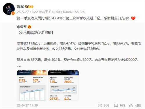 小米一季度财报数据