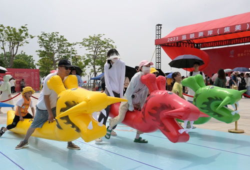 游客在乡村龙舟赛现场