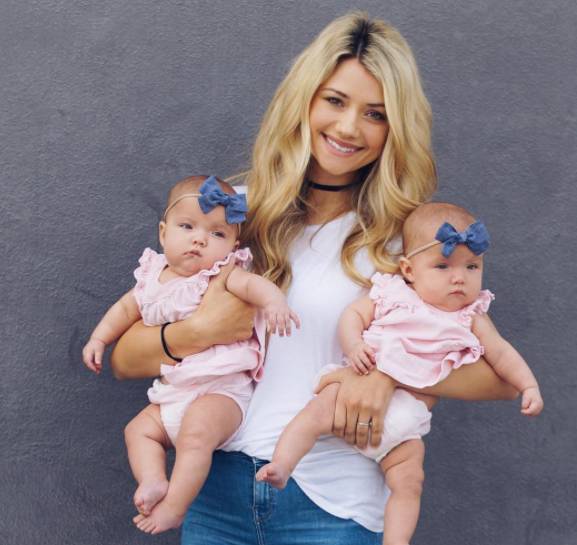 两个同卵双胞胎女孩穿着不同风格的衣服