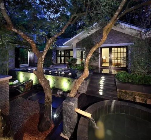 江南温泉庭院夜景图