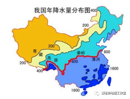 中国地图标注南北地理分界线区域图示