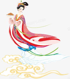 嫦娥奔月壁画风格插画