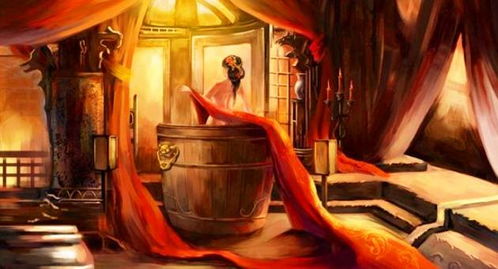 古代夫妻红烛下对视场景