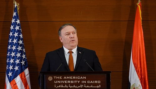 蓬佩奥在演讲中的画面