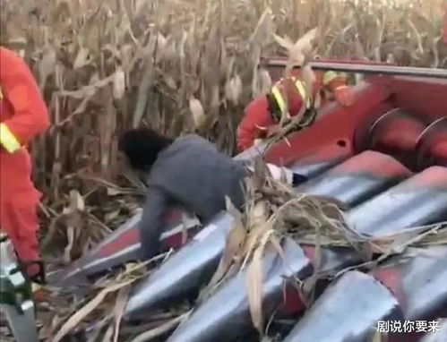 男子驾驶收割机冲入火场