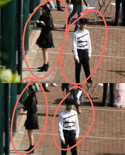 白鹿与于正在片场互动照片