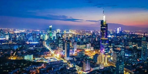 南京城市夜景与高楼建筑群