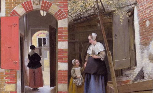 德·霍赫《代尔夫特的一条街》局部