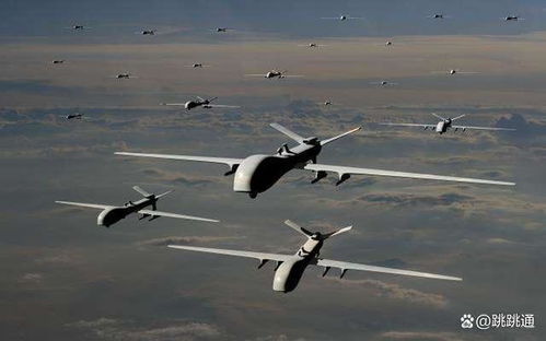 多架无人机组成蜂群飞行在海面上空的模拟图