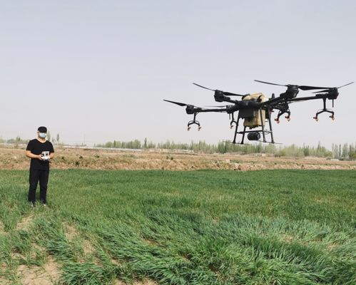 无人机在麦田上方监测收割进度