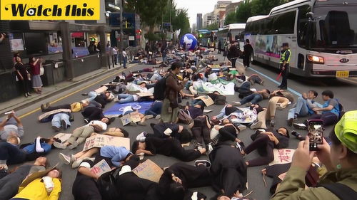 韩国市民街头抗议