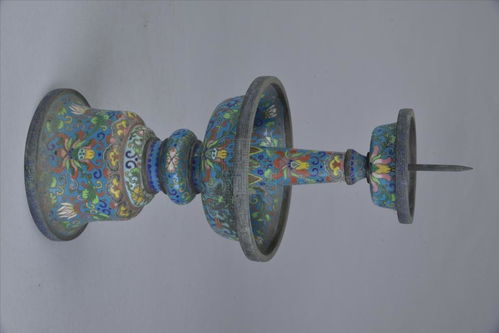 掐丝珐琅烛台底部特写