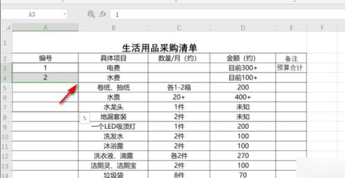 购物清单示意图