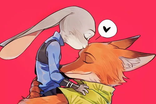 粉丝自制尼克与朱迪甜蜜同人图