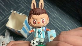 女孩抱着多个Labubu玩偶微笑拍照