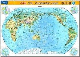 世界地图上的中美地理位置标记图