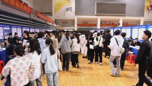 高校毕业生参加招聘会现场