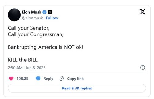 马斯克与特朗普关于债务上限争论图表