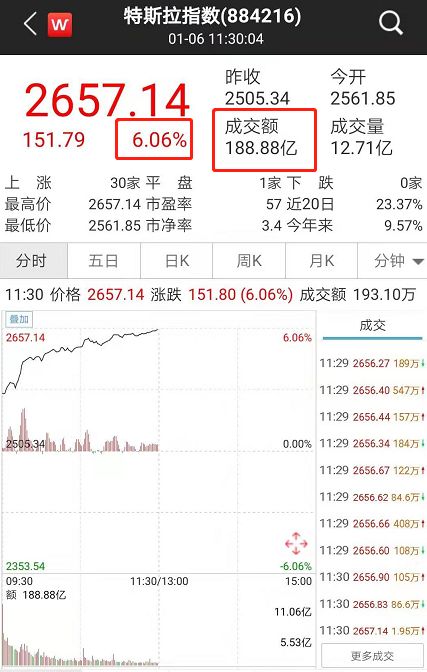 特斯拉股票走势图显示大幅下跌