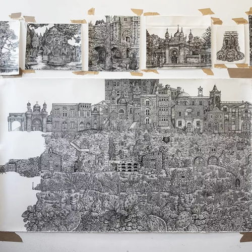 一幅中国艺术家在伦敦皇家美术学院展示作品的照片