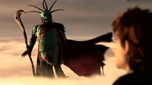 小嗝嗝骑在无牙仔背上飞跃山谷