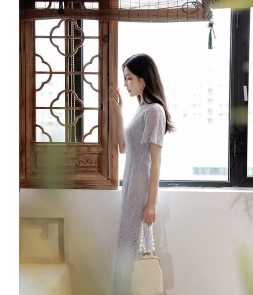 改良版暗纹提花旗袍连衣裙