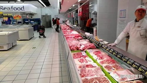 超市生鲜区猪肉摊位实景图