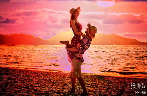 张檬与小五在海边散步