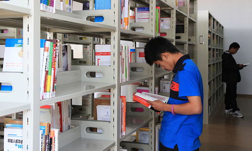 学生在图书馆查阅资料