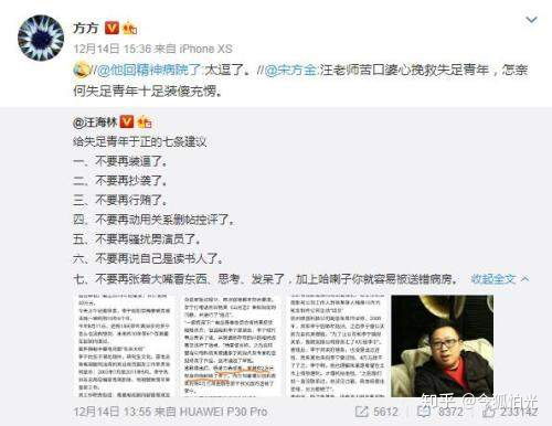 汪海林在社交媒体发表评论截图